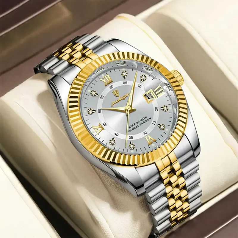 Poedagar 910B Silver Dial Two-tone Couple Watch